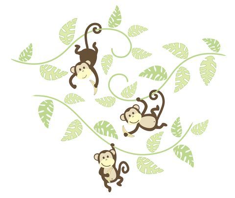 "Monkeying Around" fali matrica készlet, Houzz UK