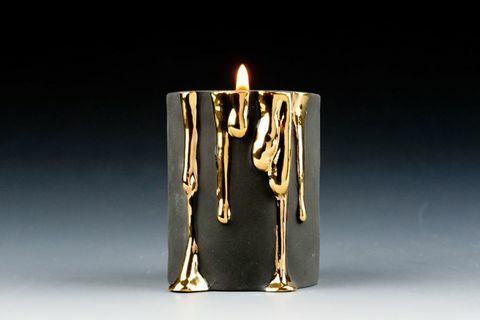 Porcelán gyertyatartó csepegő aranygal