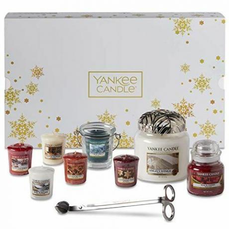 Yankee gyertya karácsonyi ajándékkészlet illatos gyertyákkal és kiegészítőkkel, 11 darabos gyertyakészlet