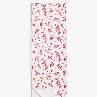 Berry Print pamut asztali futó, 250cm, fehér / piros