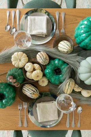 sütőtök asztali táj zöld-fehér