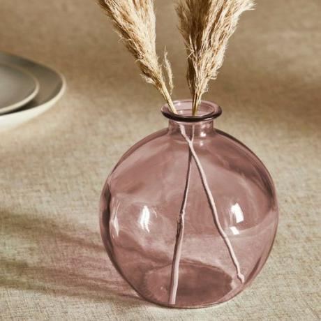 Újrahasznosított üveg váza rózsaszín 18cm