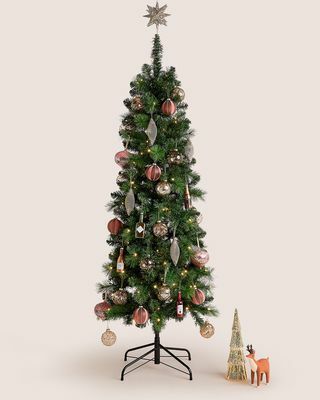 6ft megvilágított vékony fenyő karácsonyfa