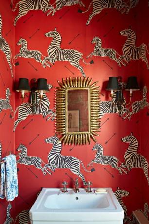 Piros por szoba Scalamandre Zebra háttérképként