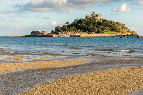 kilátás a st michaels hegy közelében marazion, cornwall, uk