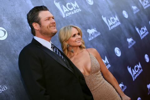 las vegas, április 06. felvételi előadók, Blake Shelton l és Miranda lambert részt vesz a 49. éves countryzenei akadémián díjak az mgm grand garden arénában 2014. április 6-án Las Vegasban, Nevadában. Photo by Christopher polkacma2014getty images for acm