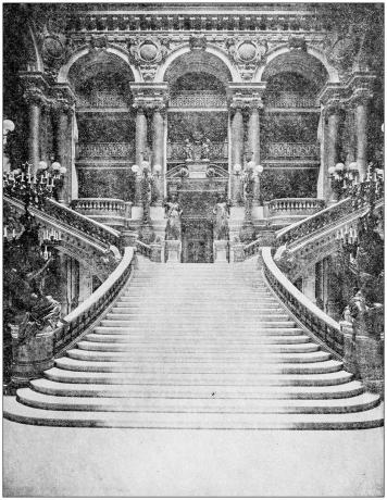 antik fénykép lépcsőház a nagy operaházról, Franciaország