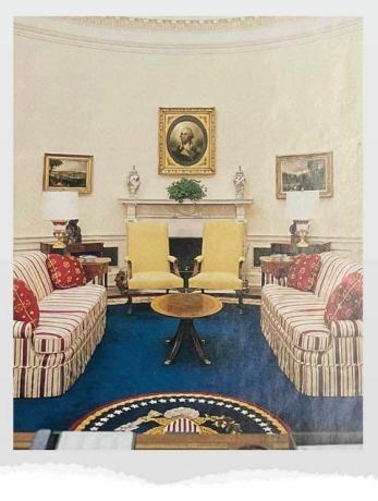 a clinton-kori fehér ház, amelyet kaki hockersmith tervezett, amint az a house beautiful 1994. márciusi számában látható