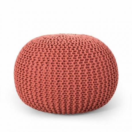 Nahunta Modern Kötött Pamut Kerek Pouf Korall - Christopher Knight Home