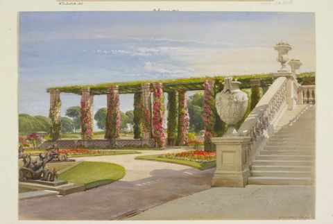 Osborne alsó terasz és pergola. 1860. július 14., a Royal Collection Trust © Felségének II. Erzsébet királynője, 2017